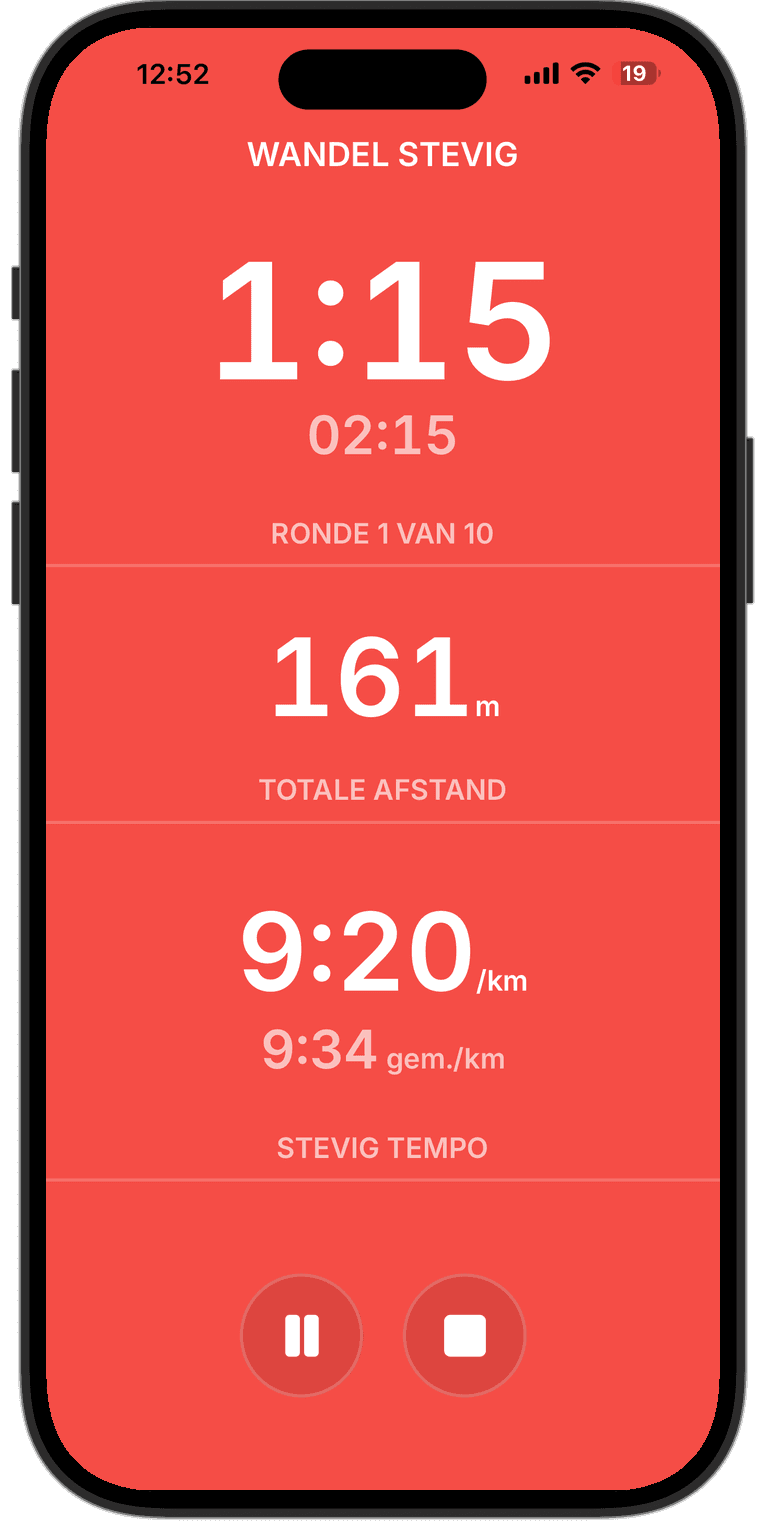 De Brisk-app begeleidt een intervalwandeling